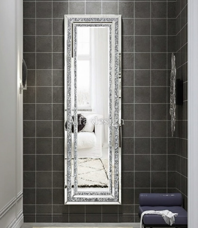 Full Length Crystal Venetian Diamond crush mirror 60″x18″inch