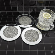 Round Glass Mirrored Coaster 4 pc