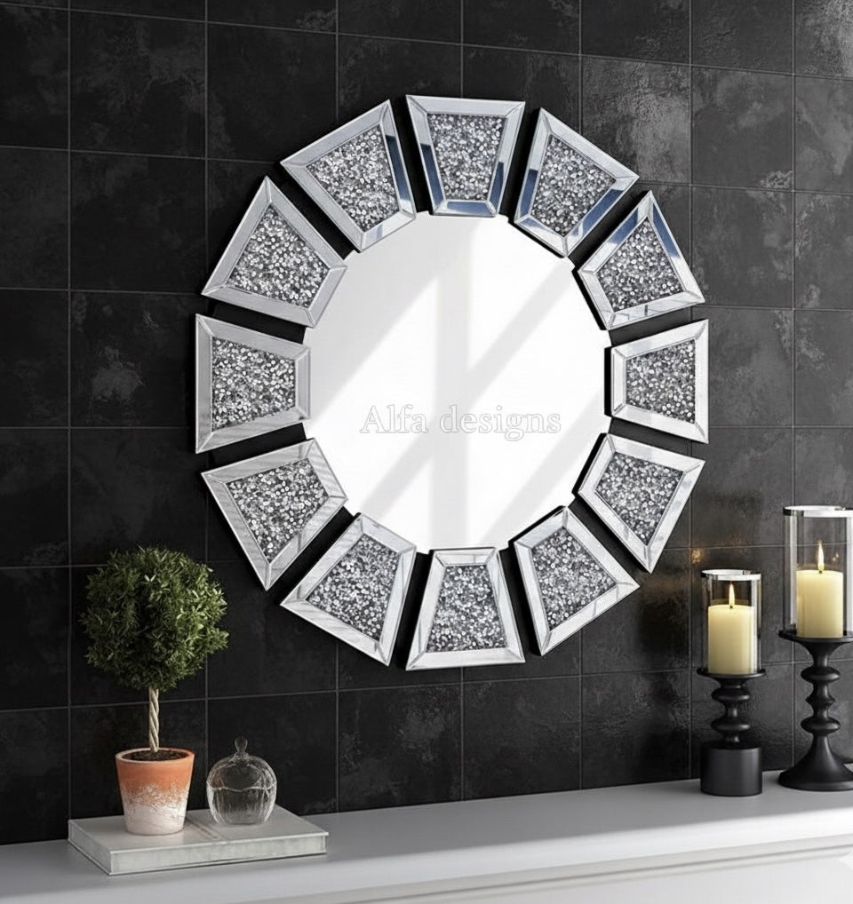 Round Crystal Venetian Mirror 31.5″Dia