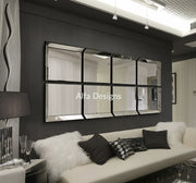 All Glass Modern 8 Panel Tray design Wall Mirror