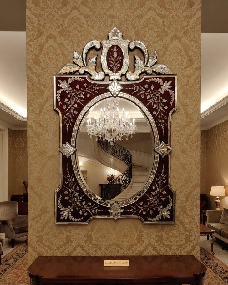 Mahroon Venetian Mirror Taj Bengal Italian Style Wall Mirror