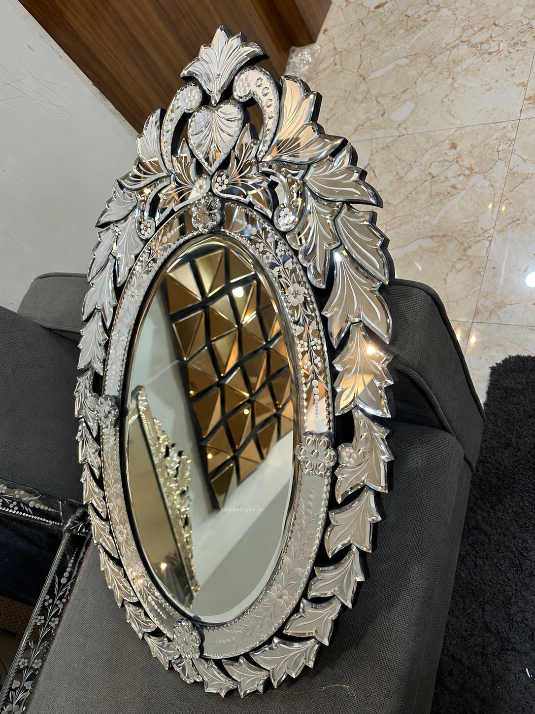 Wall Mirror Venetian-Inspired Oval-Shaped