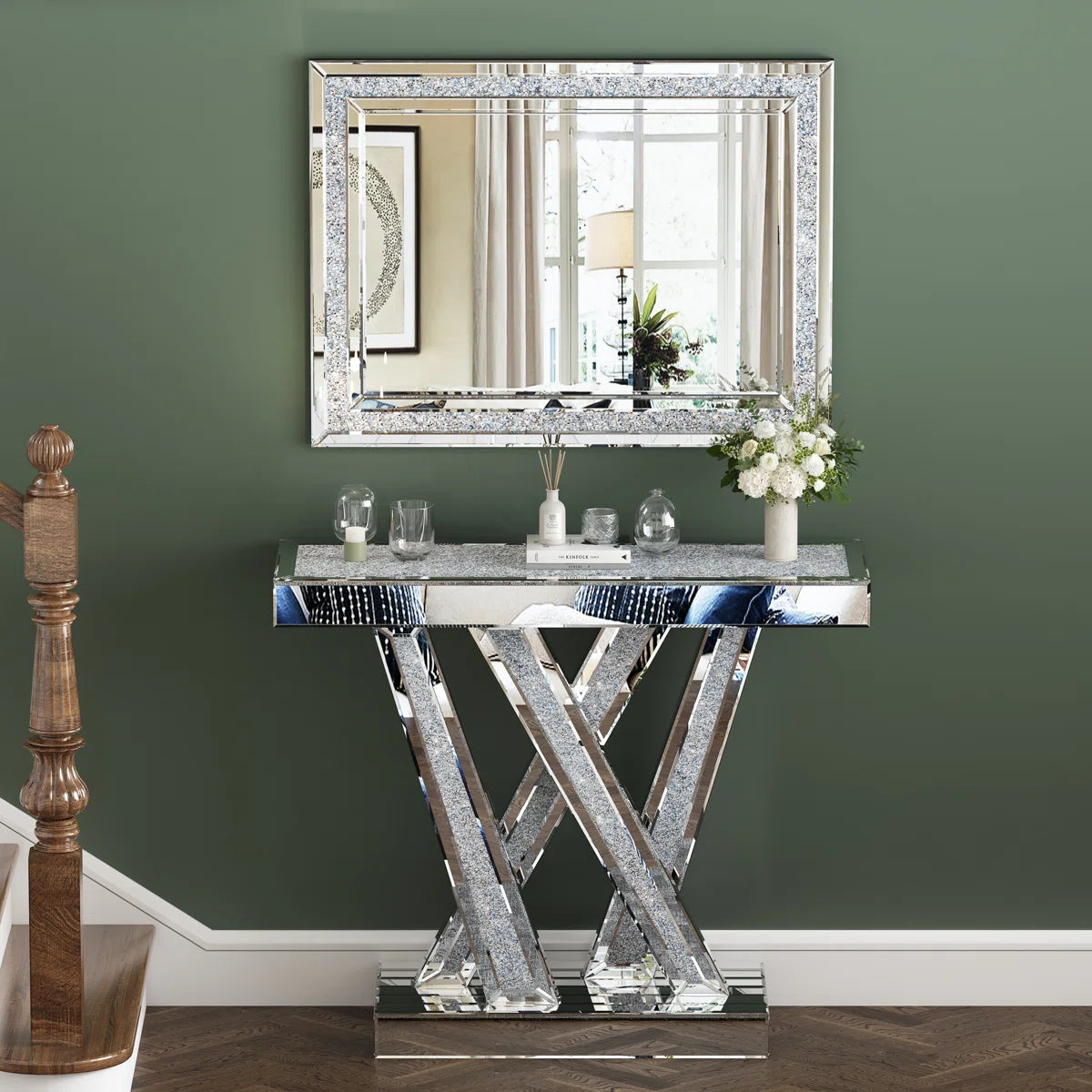 35.4" Console Table and Wall Mirror Set