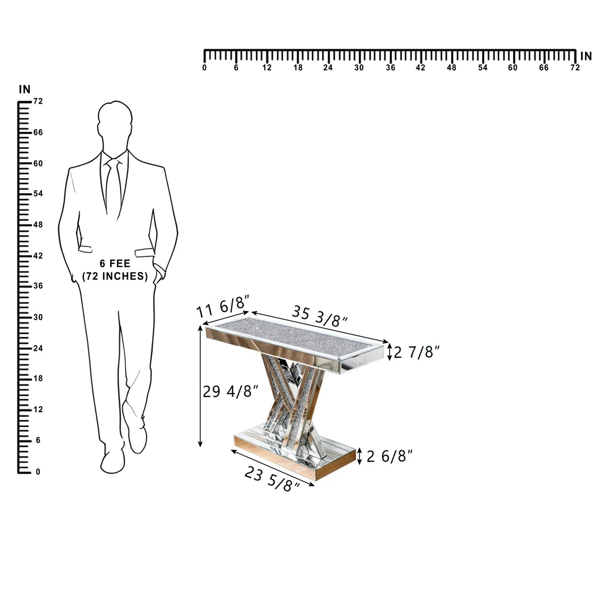 35.4" Console Table and Wall Mirror Set
