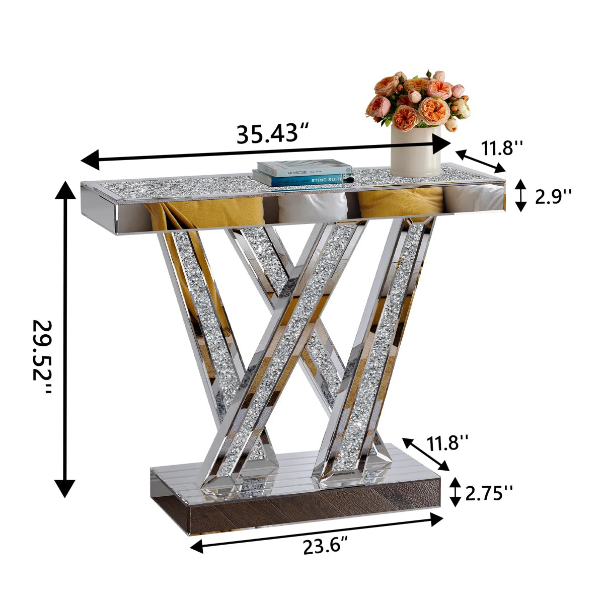 35.4" Console Table and Wall Mirror Set