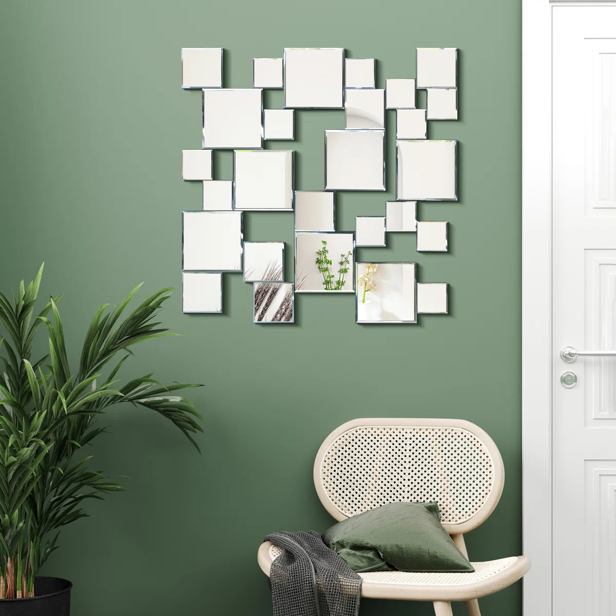 Square Bevelled Decor Mirror For Wall