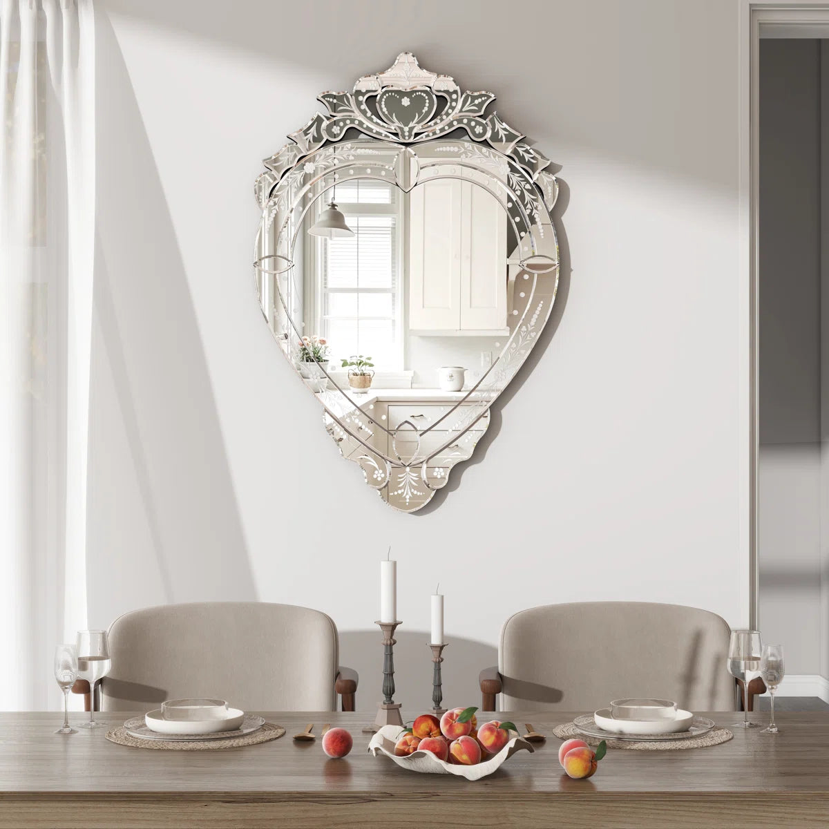 Wall Mirror Venetian-Inspired Heart-Shaped