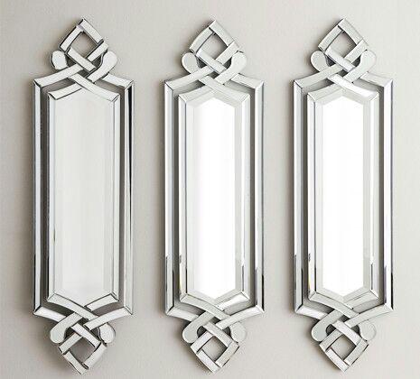 3 Pack Silver Mirrored Wrap Wall-Mounted Mirrors