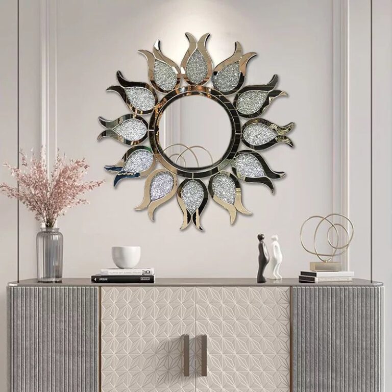 Brownz Flower Diamond Crush Crystal Mirror