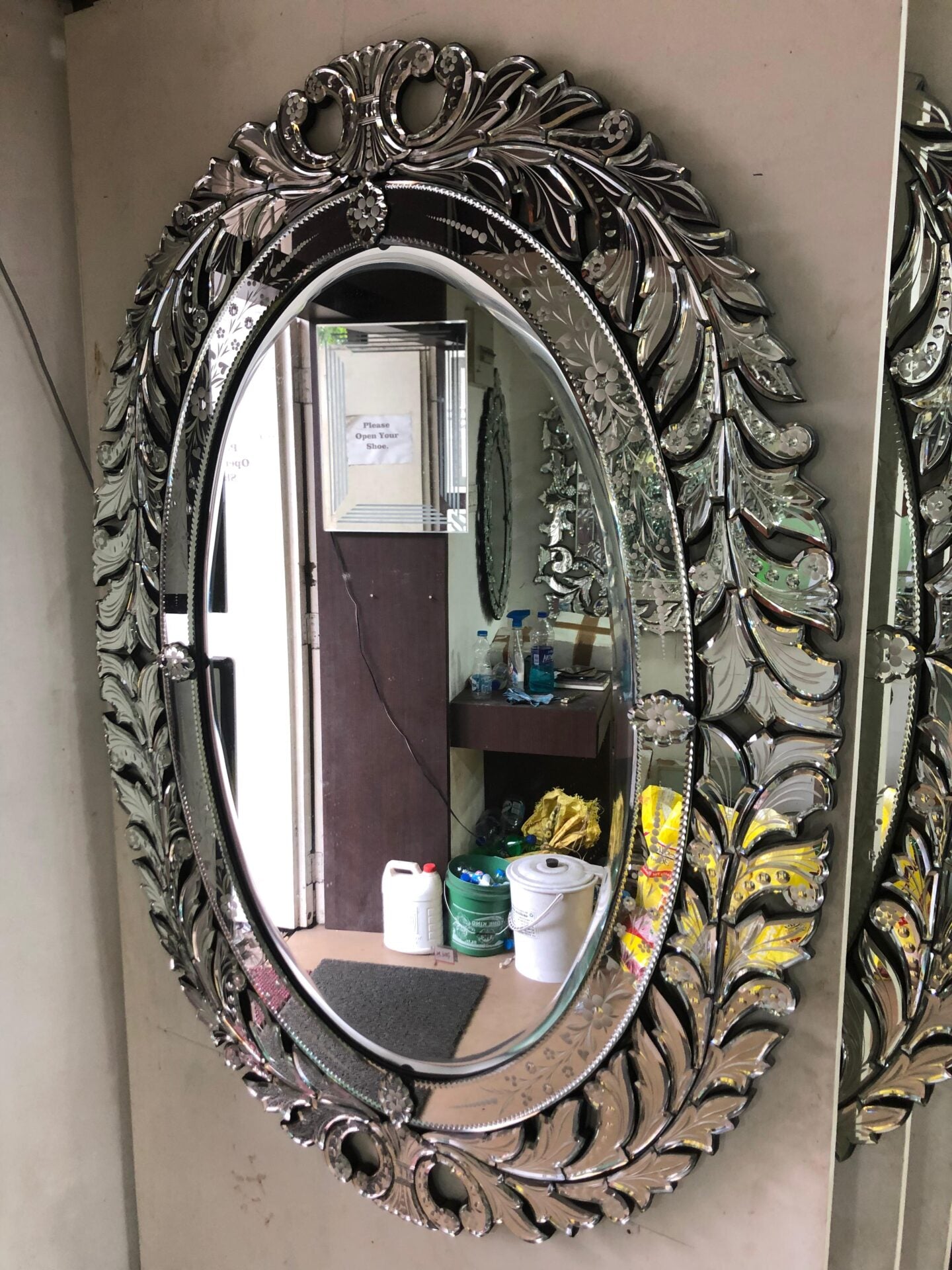 Oval Venetian Antique Wall Mirror Italian Finished