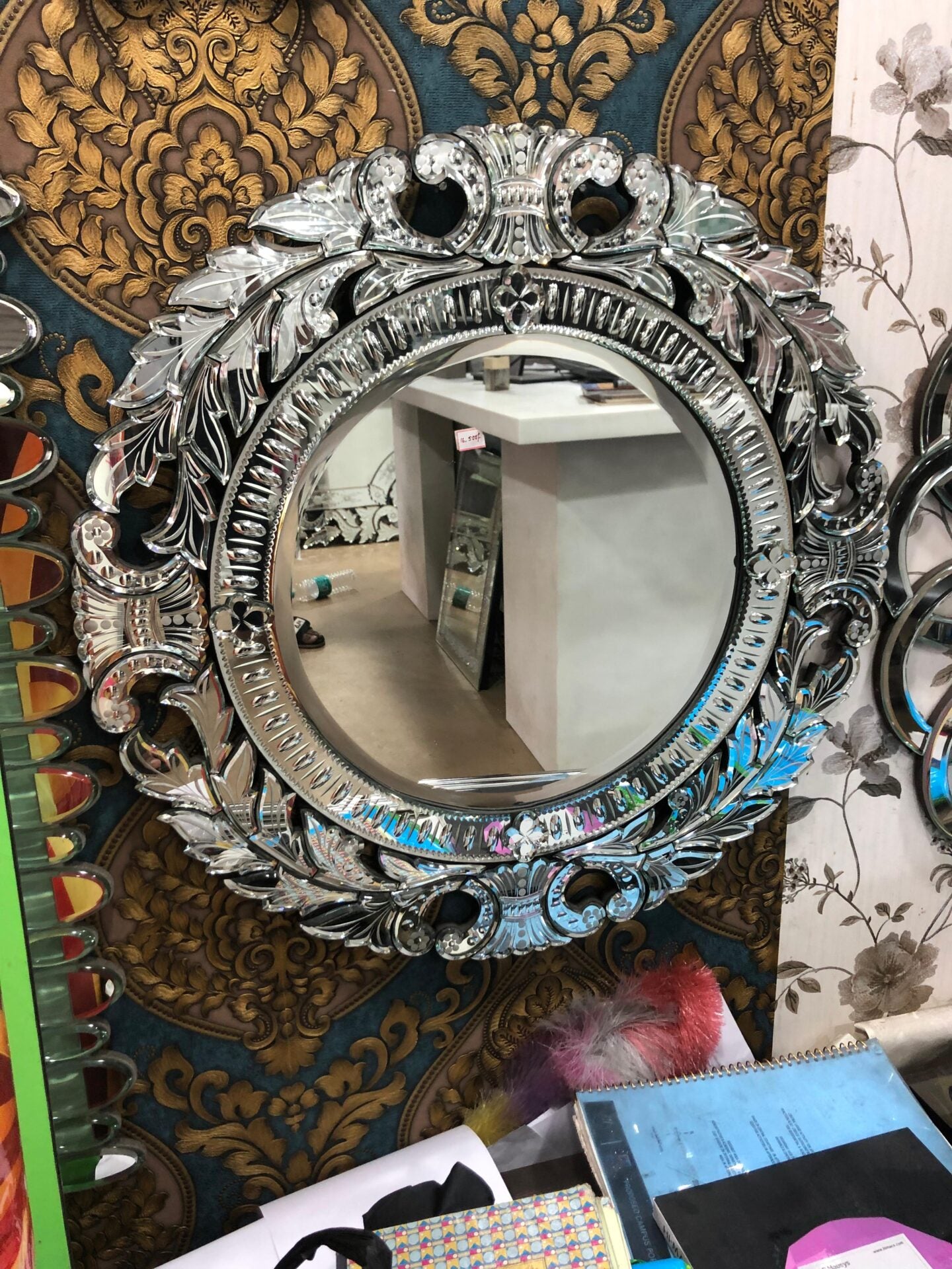 Round Venetian Antique Wall Mirror Italian Finished