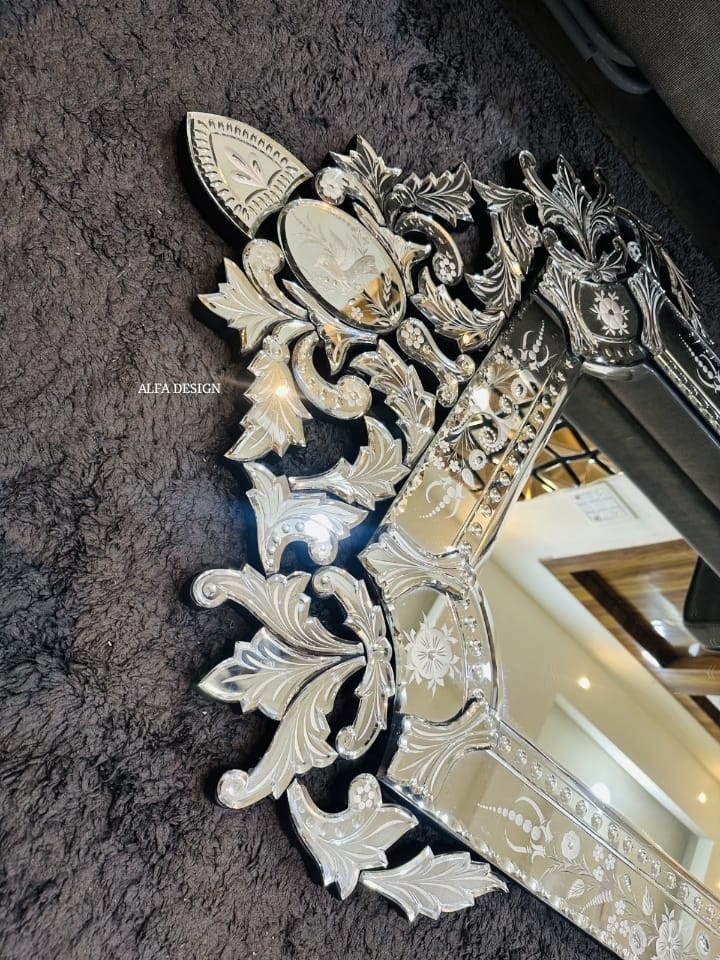 Bird Model Crown Venetian Wall Mirror 48" x 32" inch
