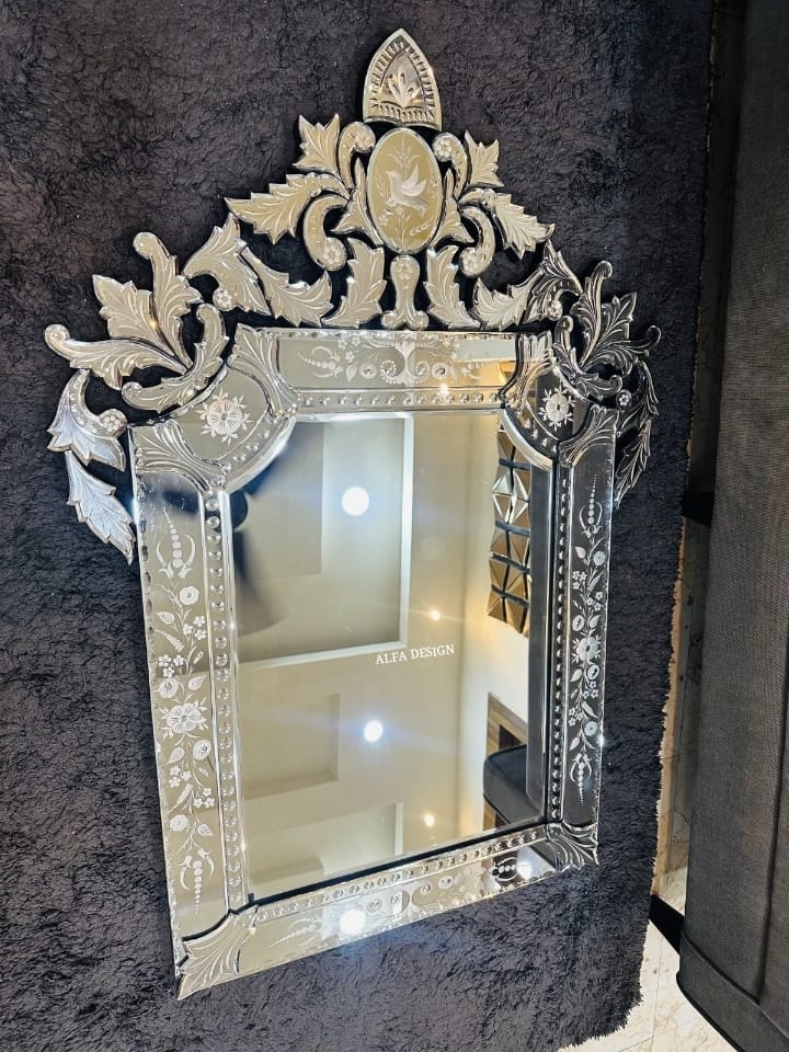 Bird Model Crown Venetian Wall Mirror 48" x 32" inch