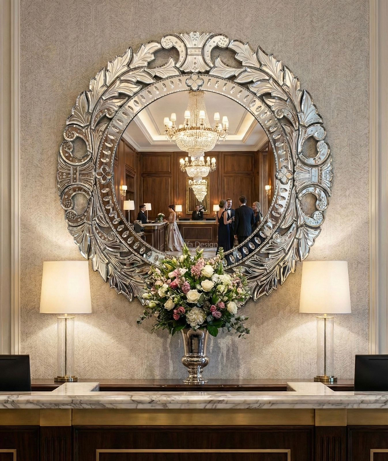 Round Venetian Antique Wall Mirror Italian Finished