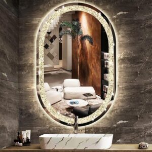 Diamond Crush LED Round Wall Mirror Frontlite