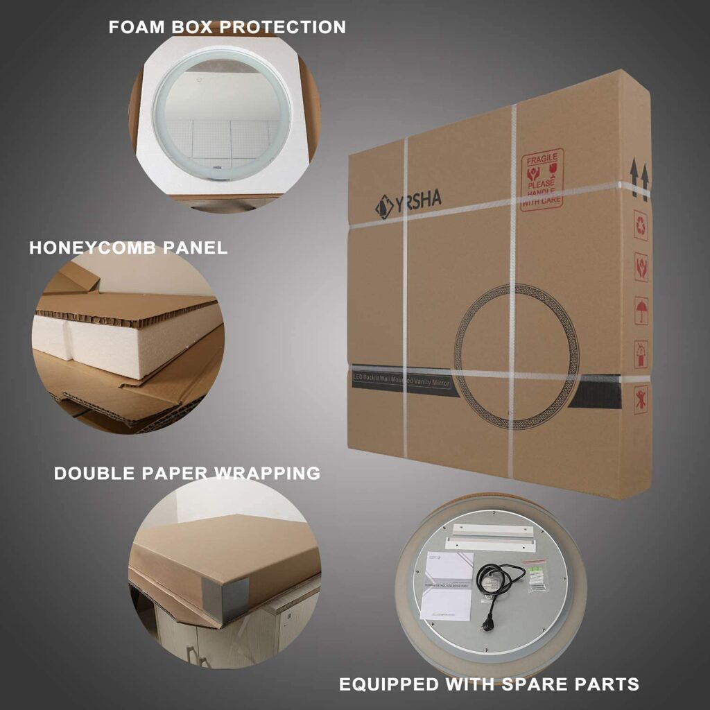 Diamond Crush LED Round Wall Mirror Frontlite