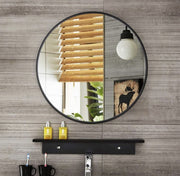 Wood Round Bathroom Mirror