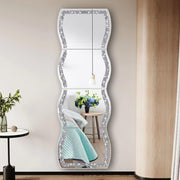 Wave Pattern Crushed Diamond Body Mirror Set - 4pcs 11x15 inch