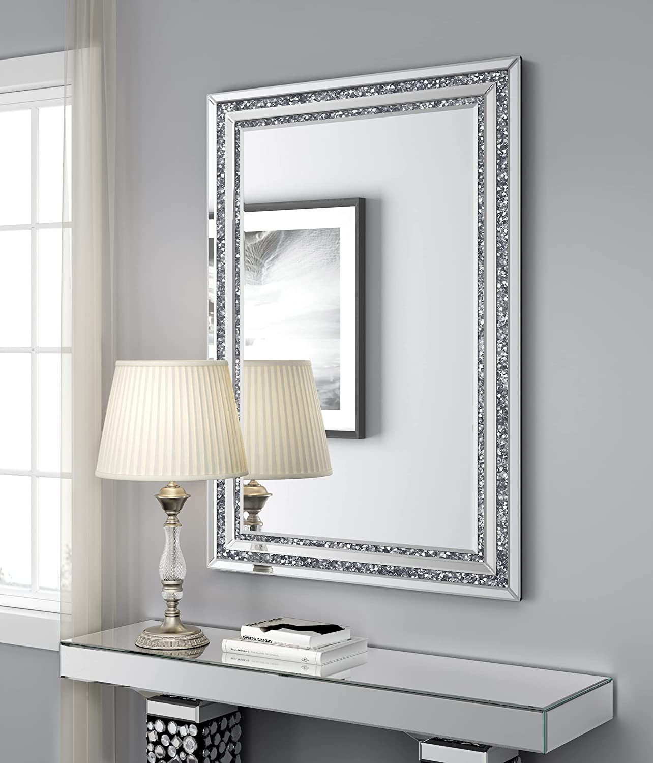 Crystal Parallel Design Wall Mirror 36″x24″inch