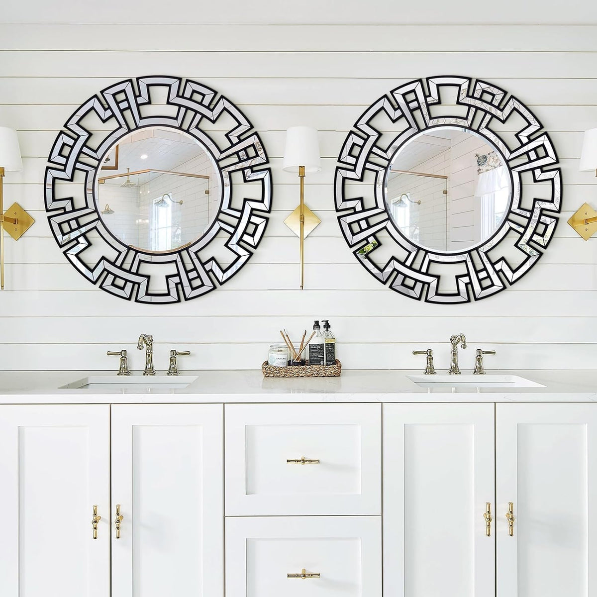 Round Wood Frame Wall Mirror