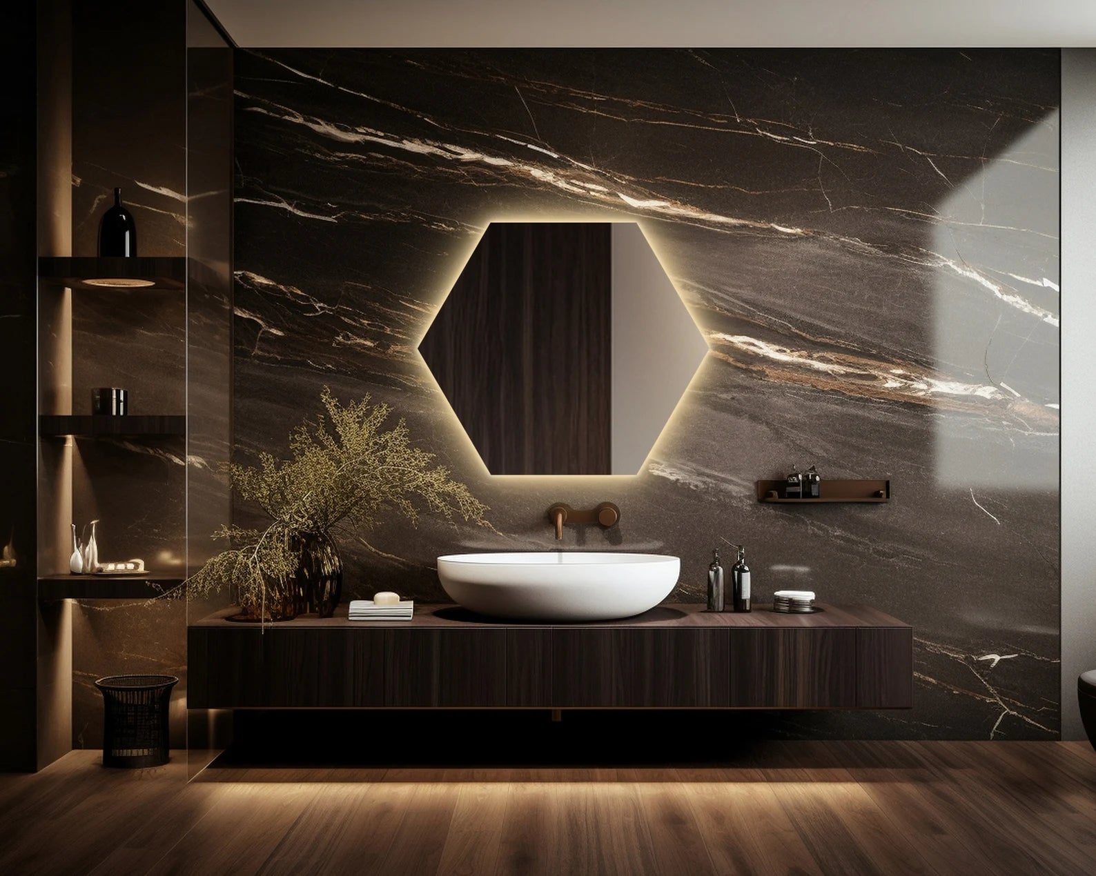 LED Hexagonal Backlite Mirror