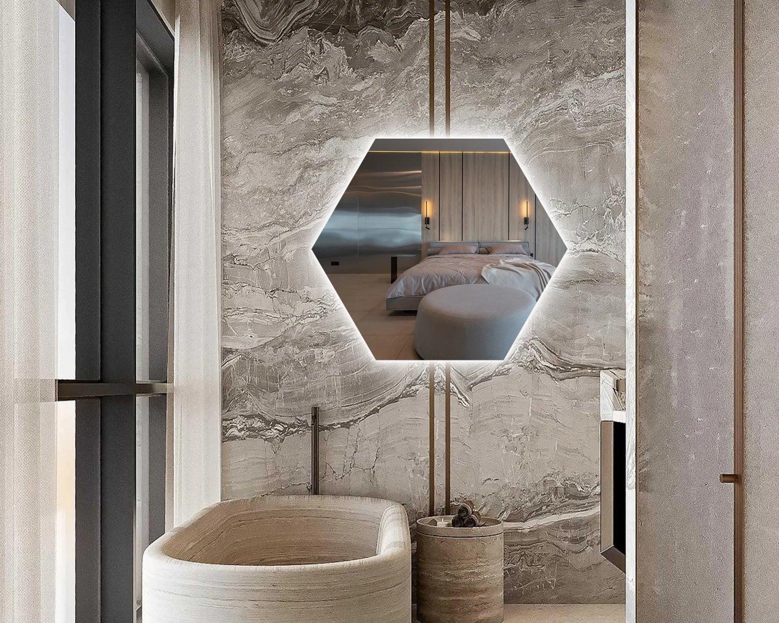 LED Hexagonal Backlite Mirror