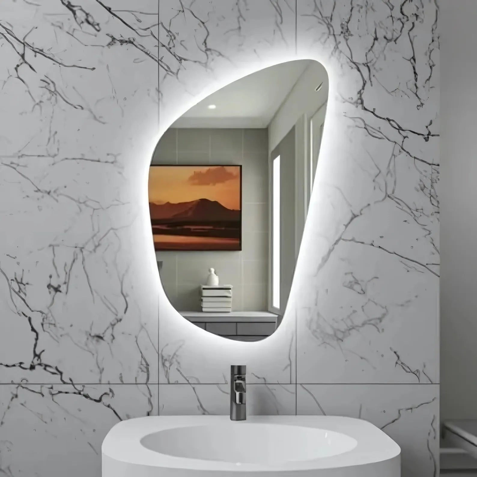 LED Backlite Irregular Bathroom Wall Mirror
