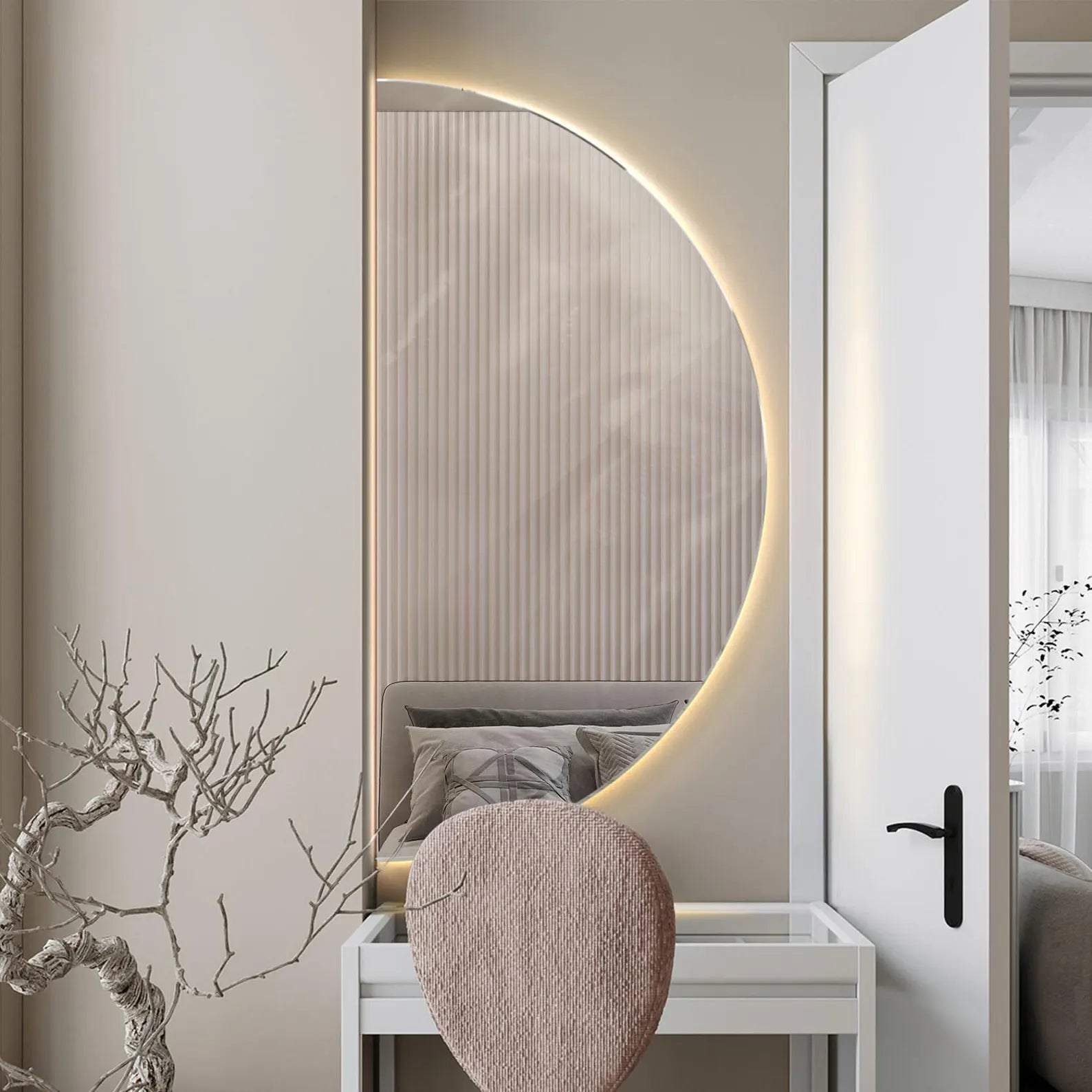 Half Circle LED Wall Mirror Backlite