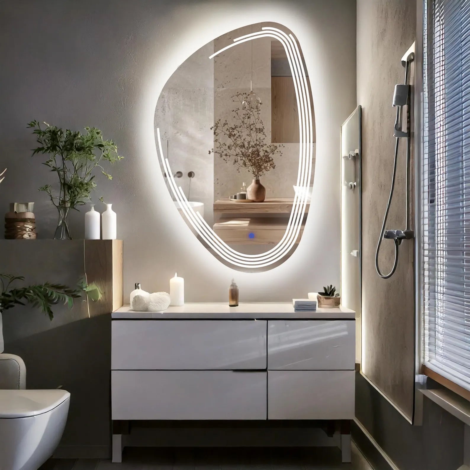 LED Irregular Drop Bathroom Wall Mirror