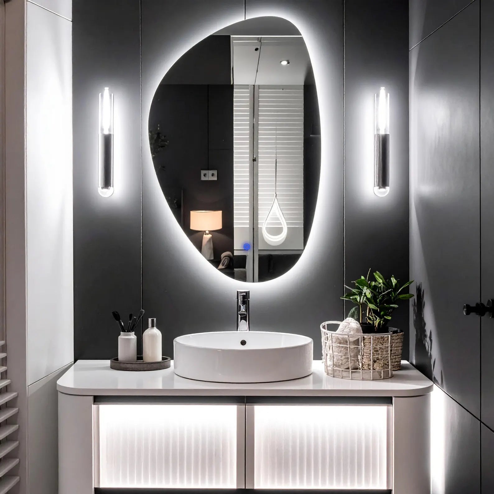 LED Irregular Drop Bathroom Wall Mirror