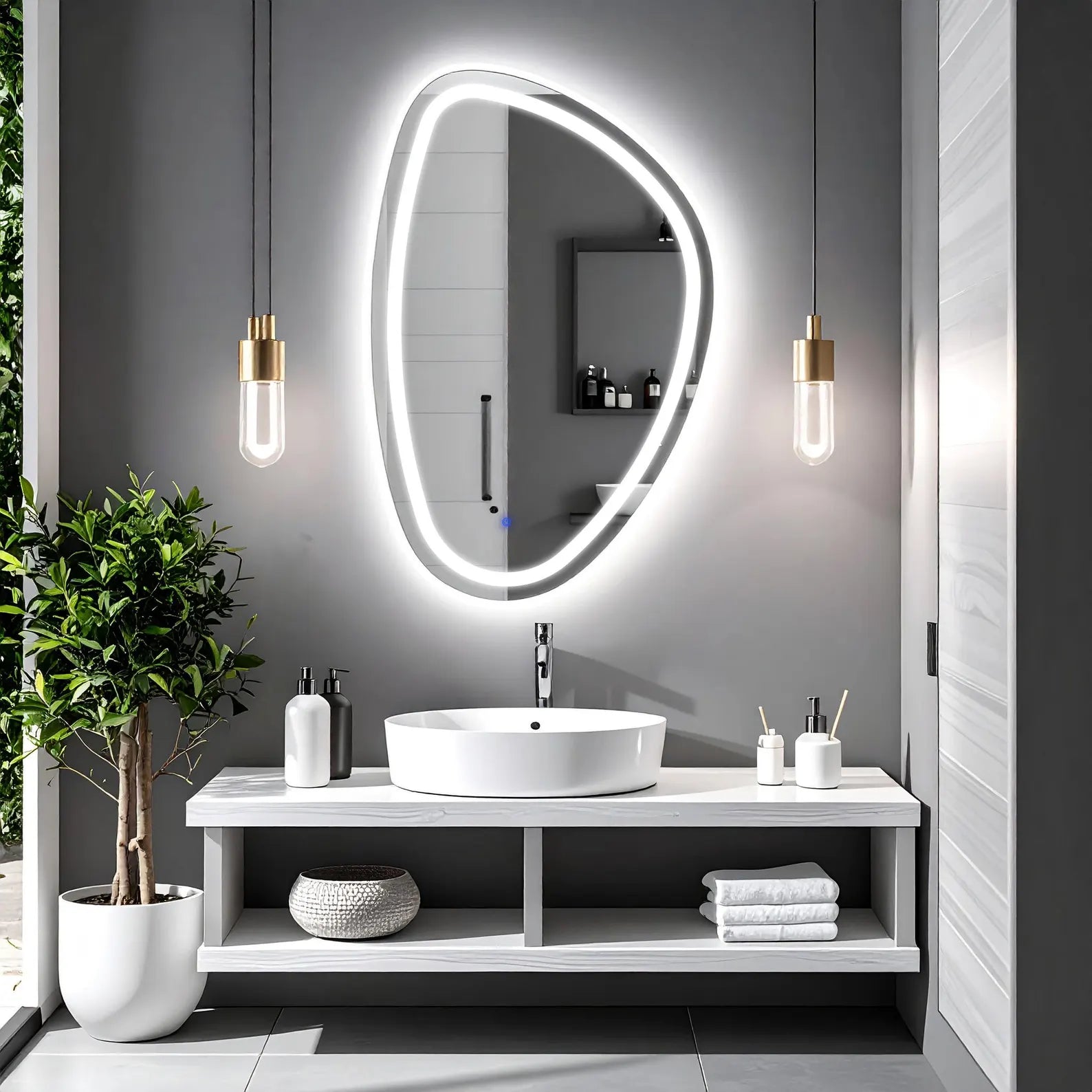 LED Irregular Bathroom Wall Mirror