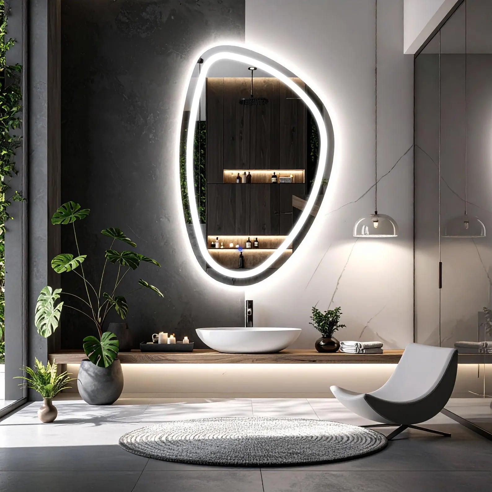 LED Irregular Bathroom Wall Mirror