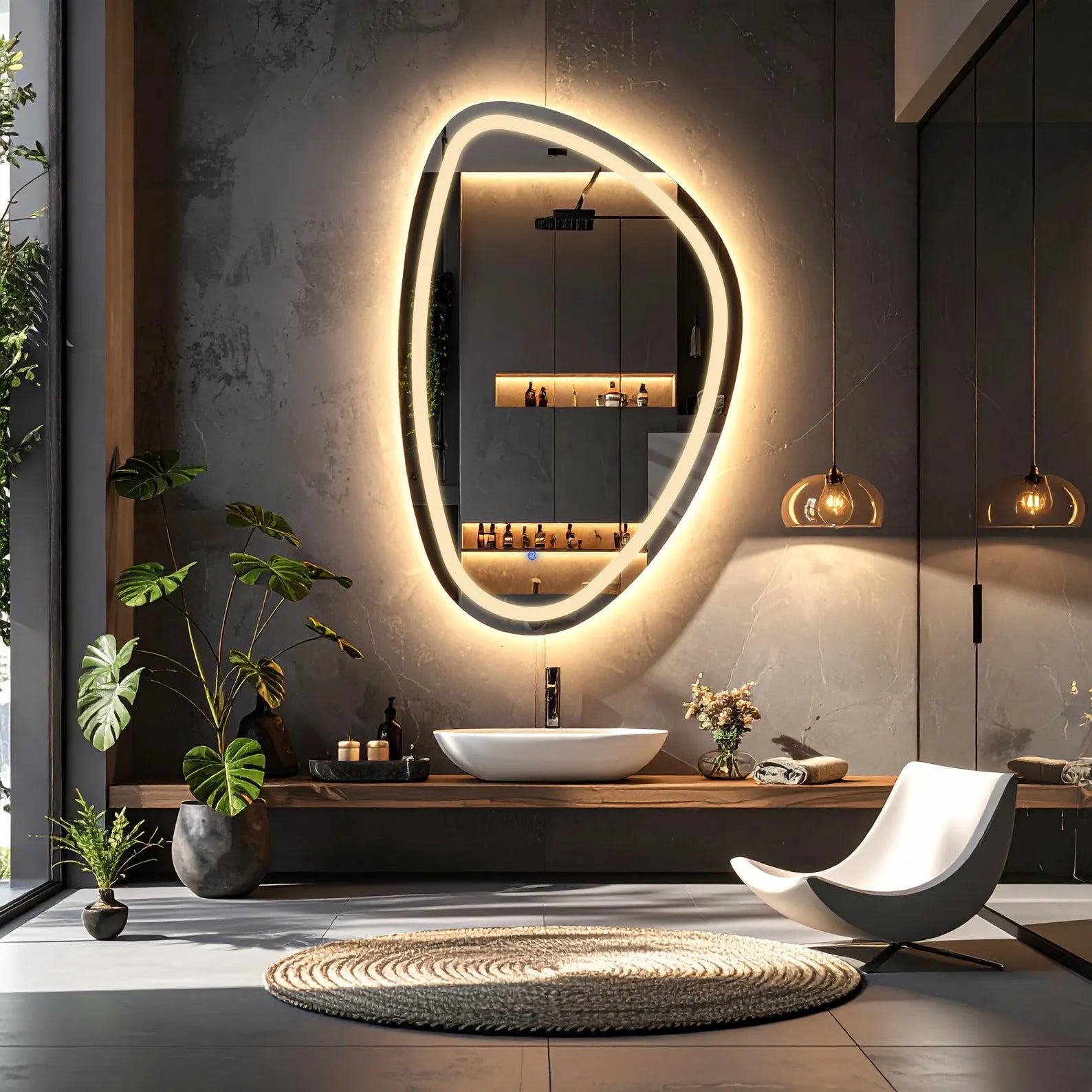 LED Irregular Bathroom Wall Mirror
