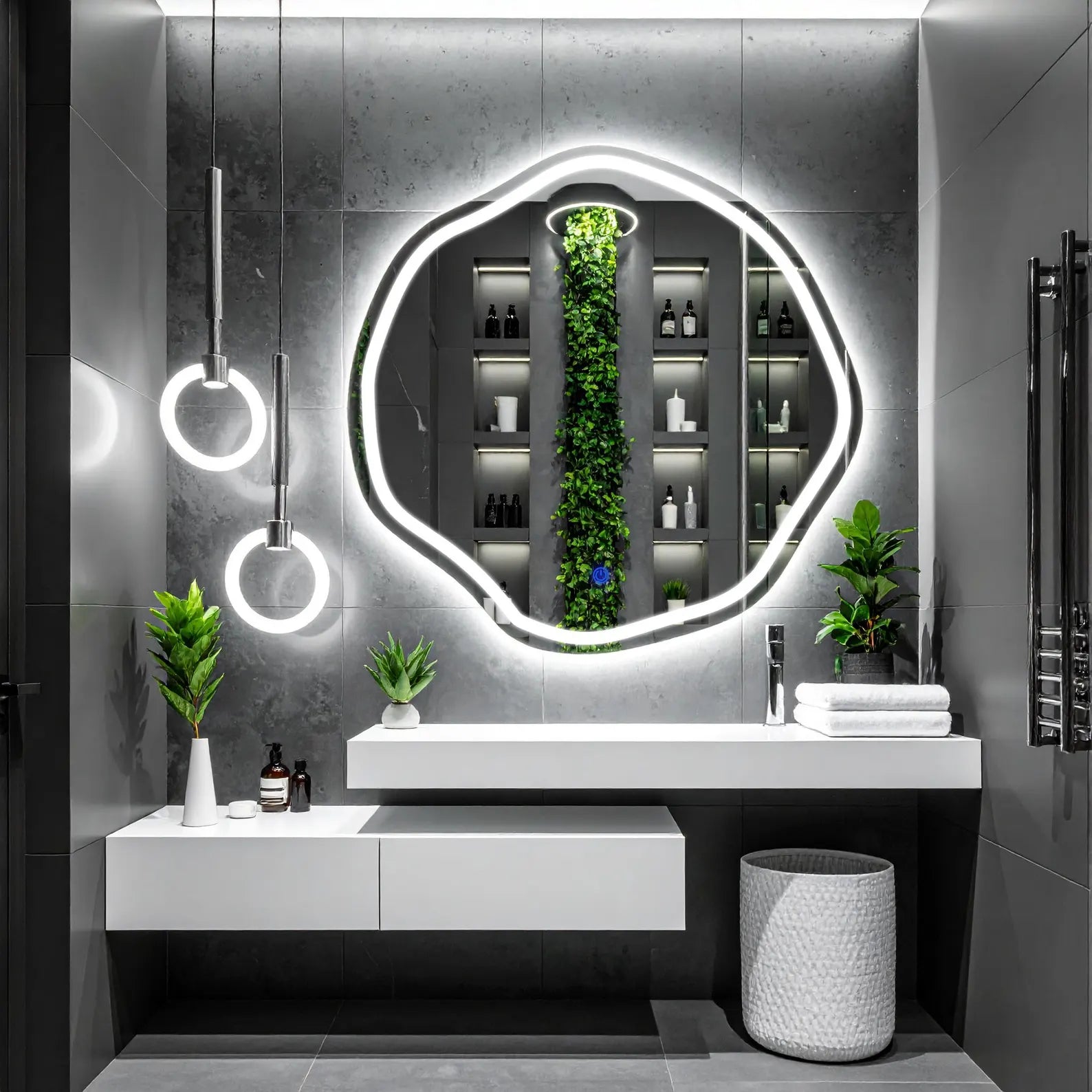 LED Irregular Round Frontlite Mirror