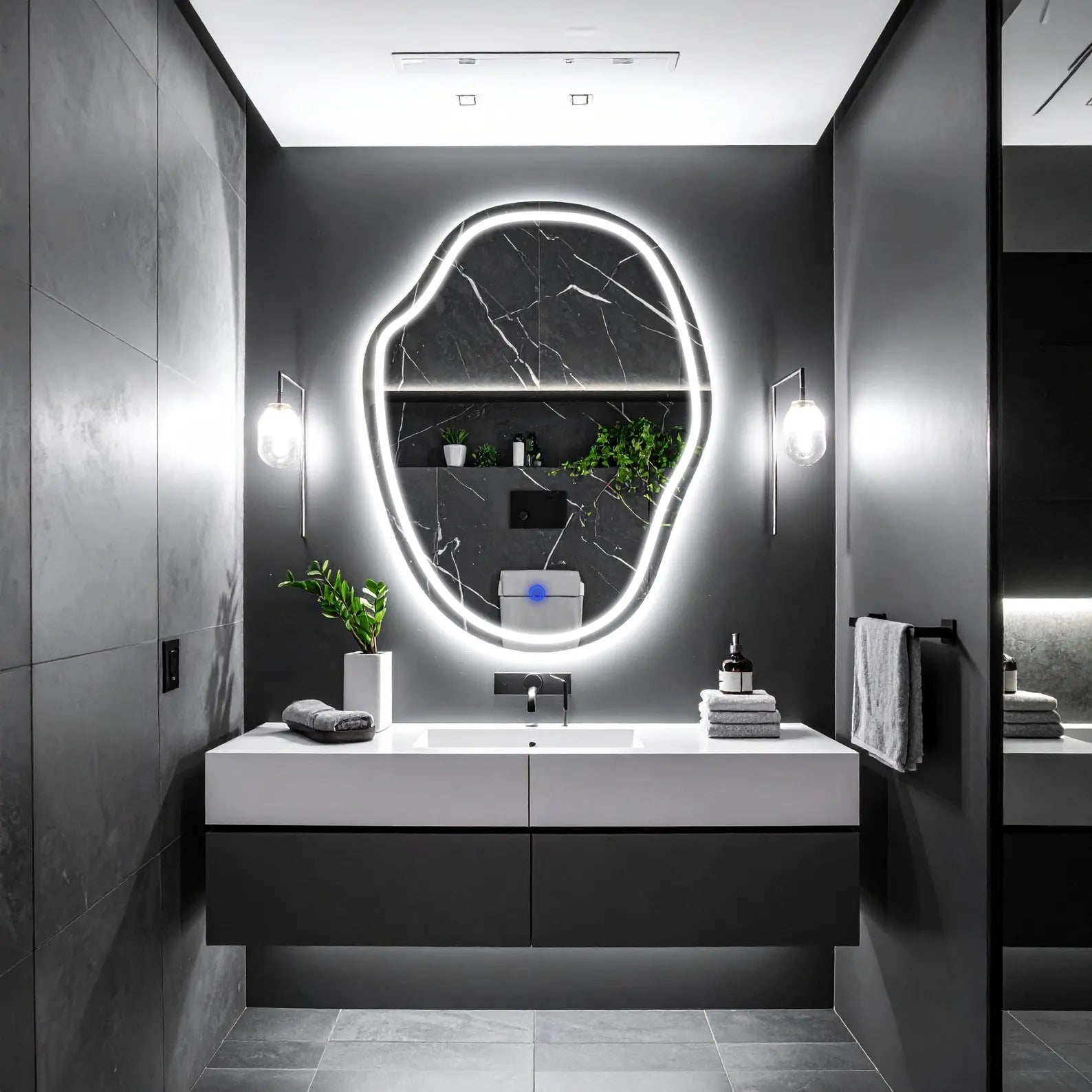 LED Irregular Netro Bathroom Wall Mirror