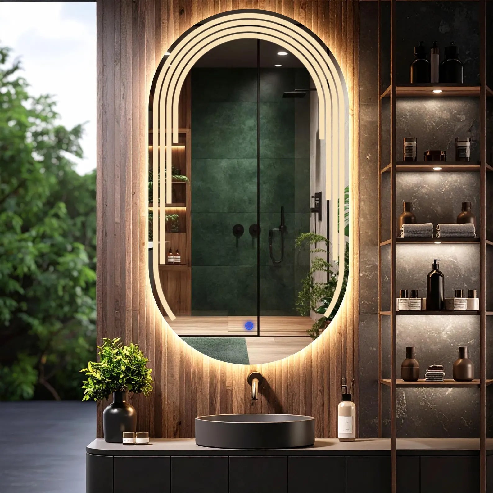 LED Capsule Eclipse Wall Mirror