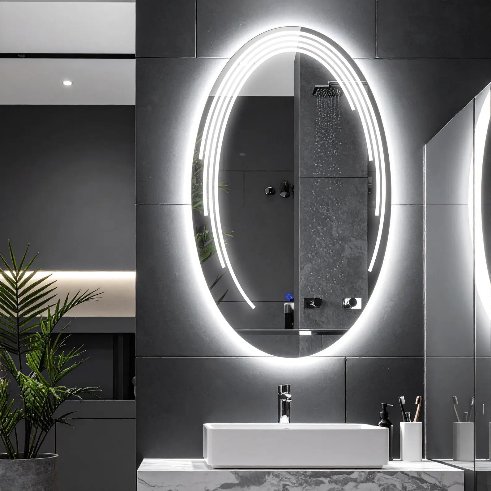 LED Oval Eclipse Wall Mirror