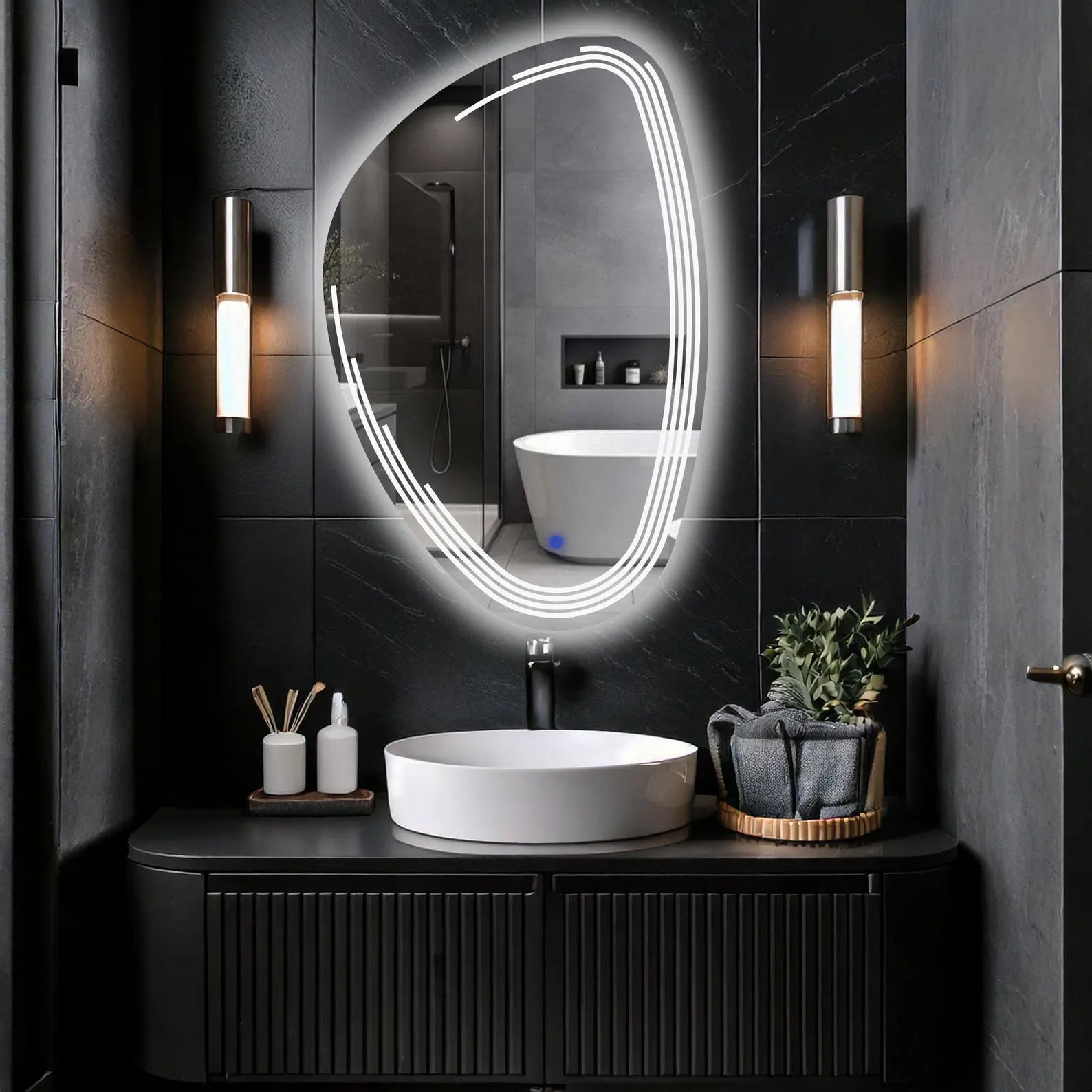 LED Irregular Drop Bathroom Wall Mirror