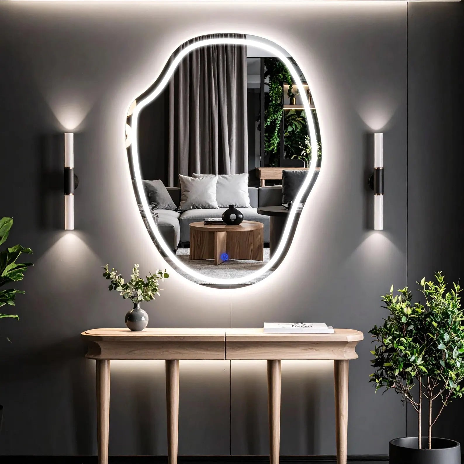 LED Irregular Netro Bathroom Wall Mirror