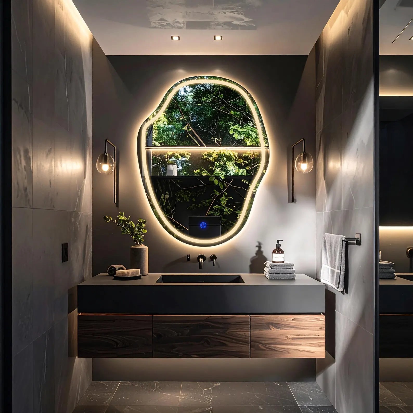 LED Irregular Netro Bathroom Wall Mirror