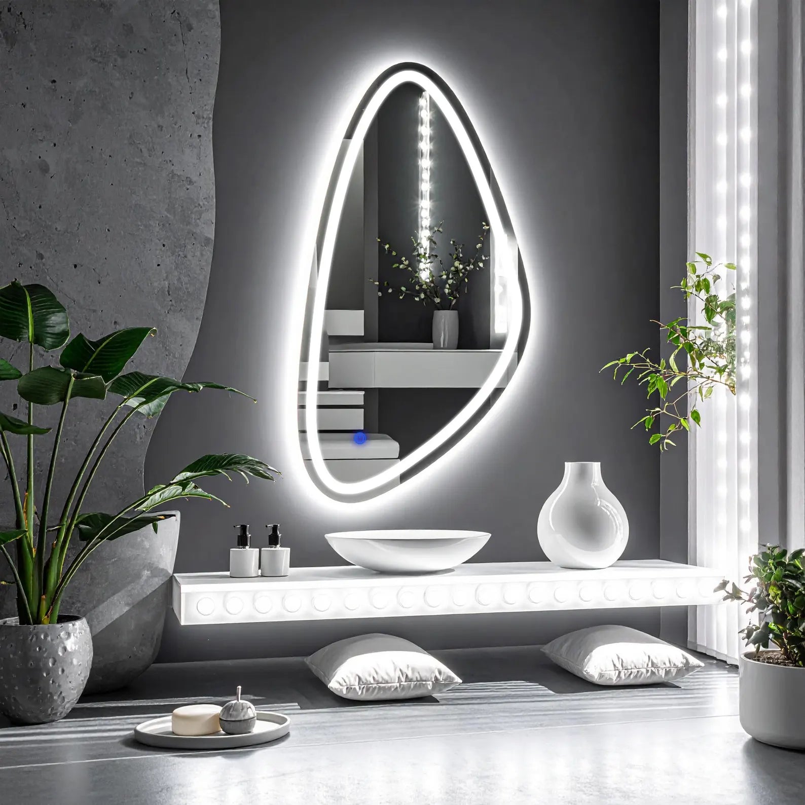 LED Drop Eclipse Wall Mirror