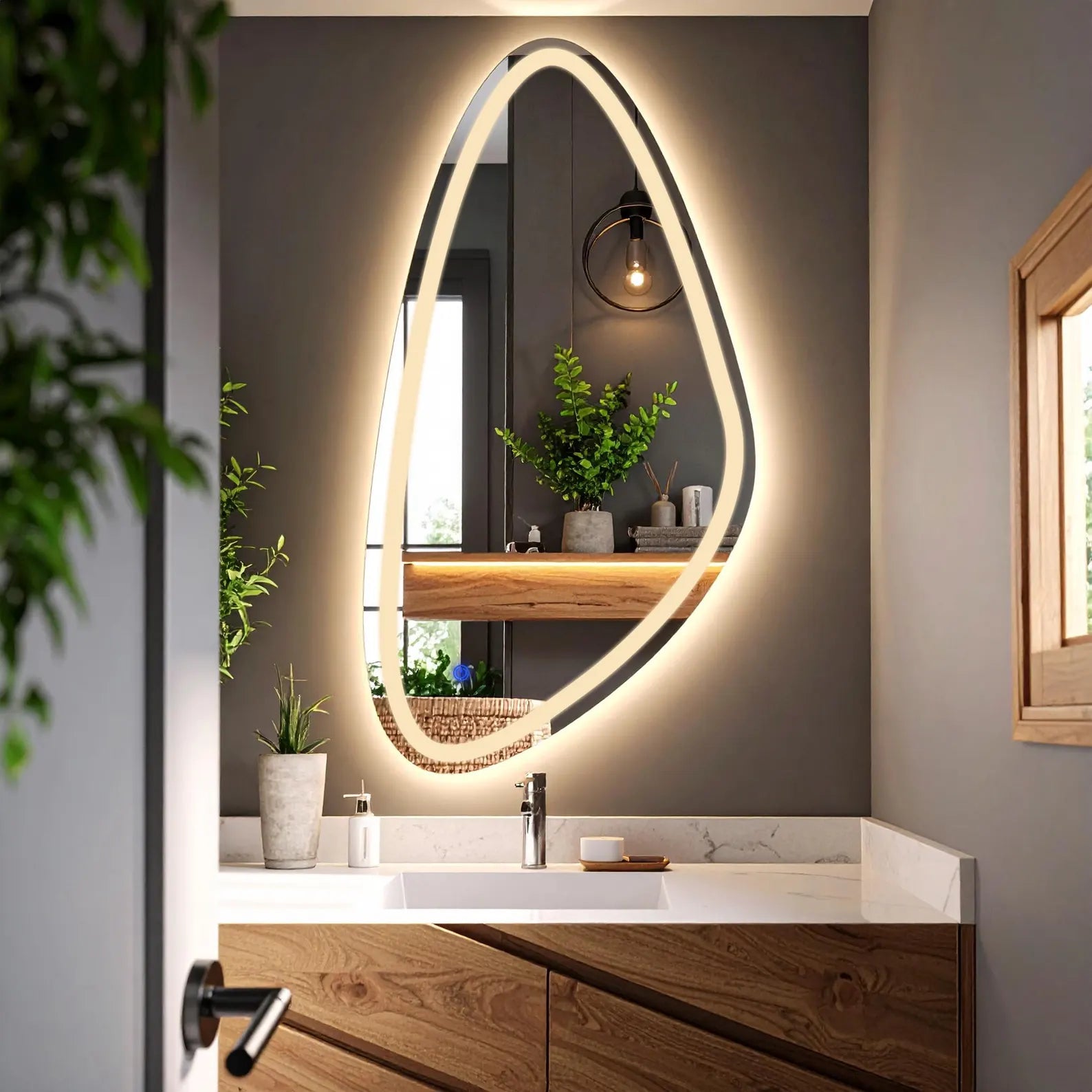 LED Drop Eclipse Wall Mirror