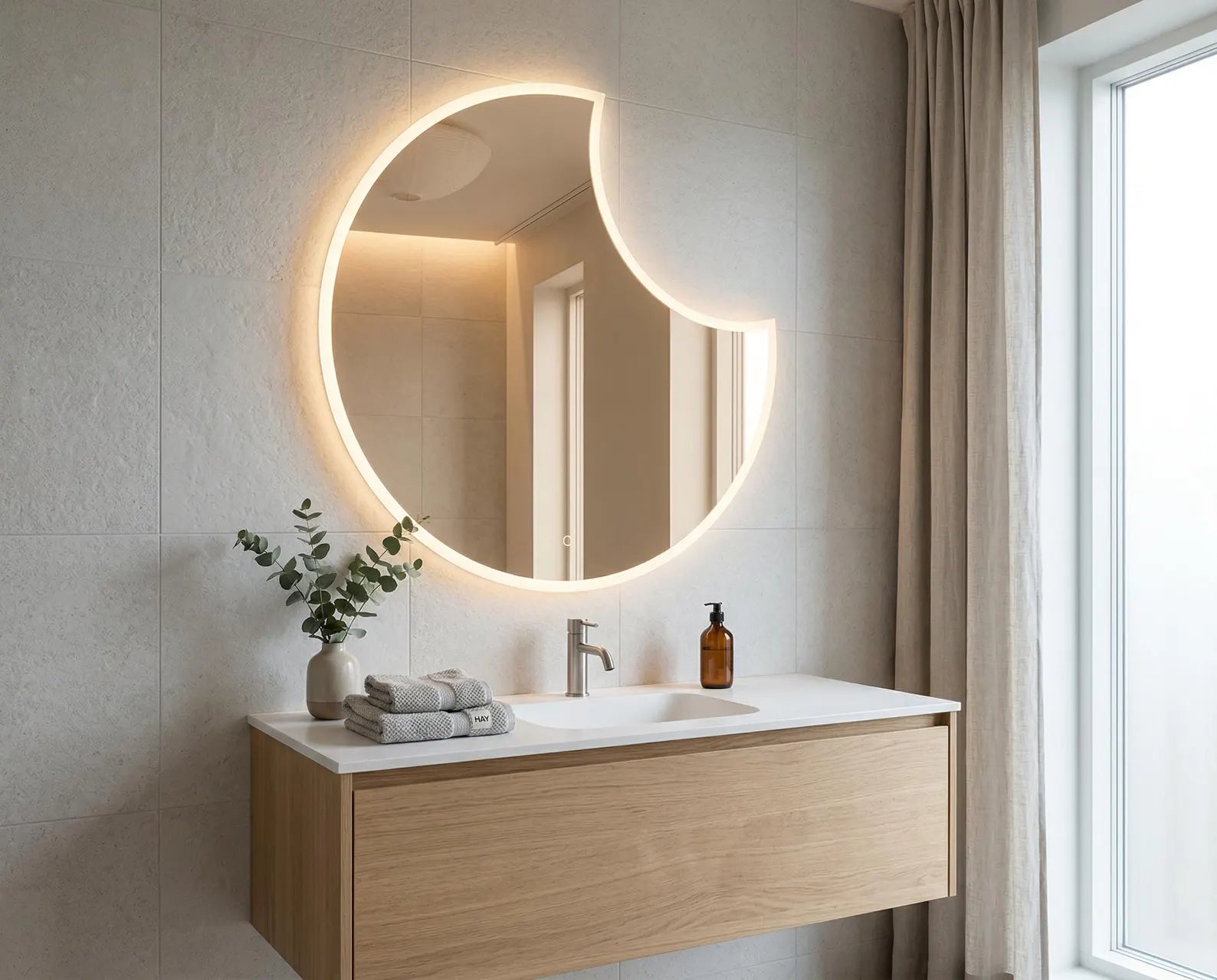 Irregular Slim LED Wall Mirror frontlite