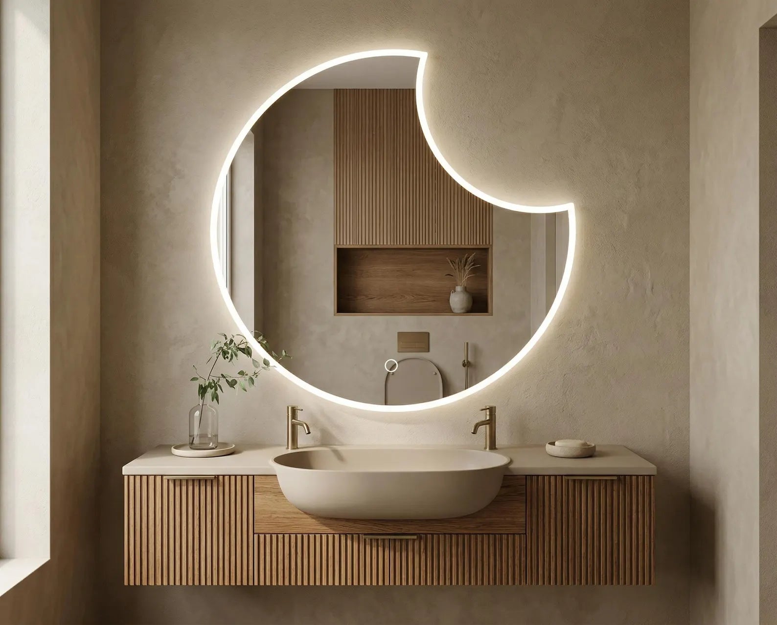 Irregular Slim LED Wall Mirror frontlite