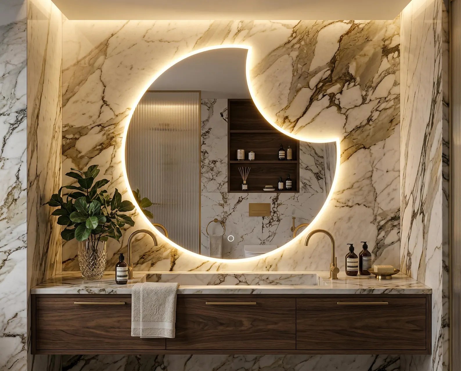 Irregular Slim LED Wall Mirror frontlite