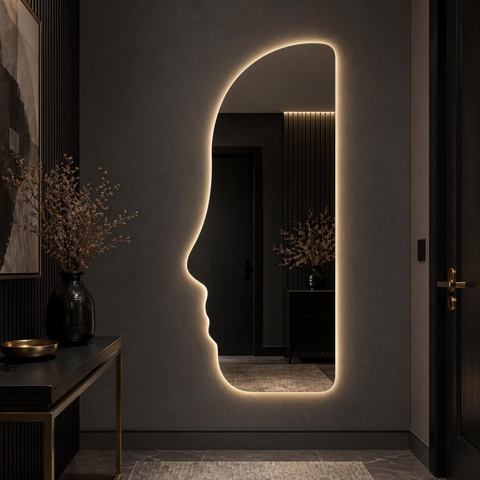 Full Length Slim LED Wall Mirror 3 Light Modes Natural, Warm & Cold White