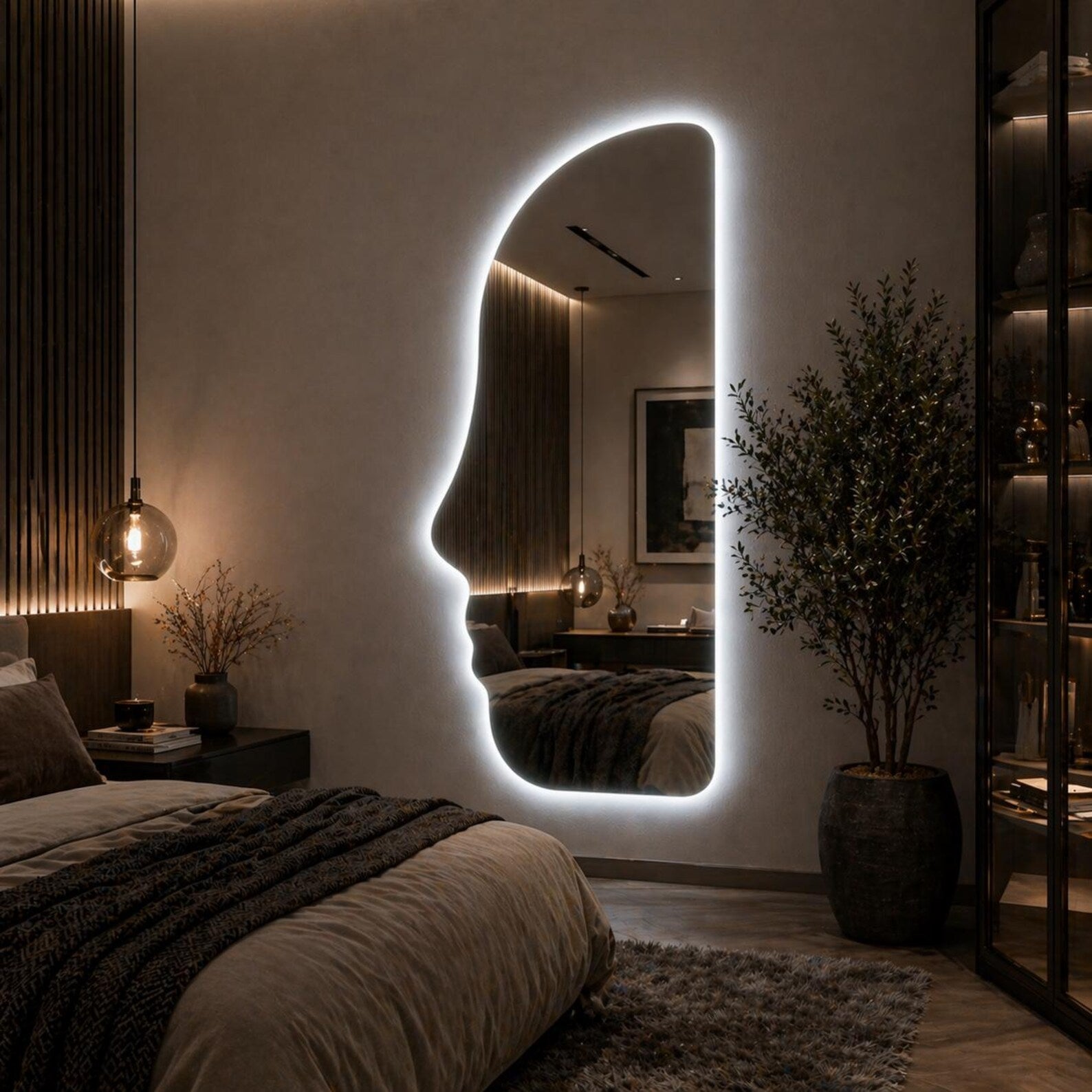 Full Length Slim LED Wall Mirror 3 Light Modes Natural, Warm & Cold White