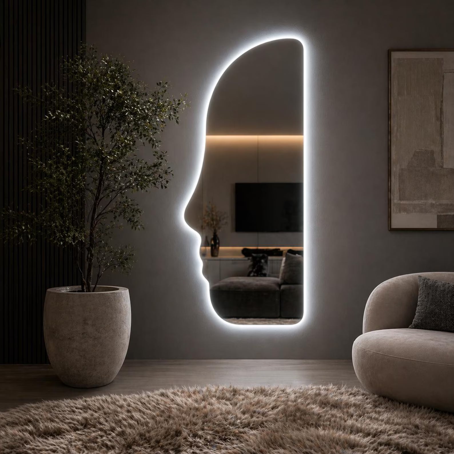 Full Length Slim LED Wall Mirror 3 Light Modes Natural, Warm & Cold White