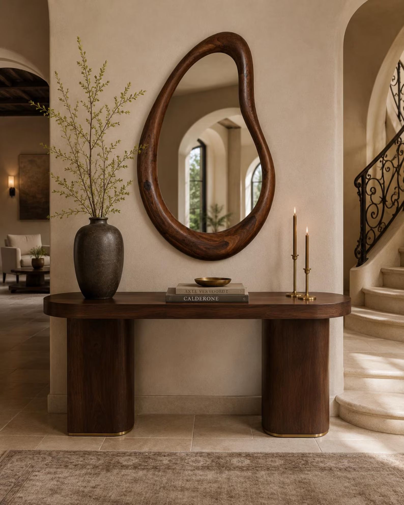 Irregular Wall Mirror for Bathroom Shagwan Solid Wood