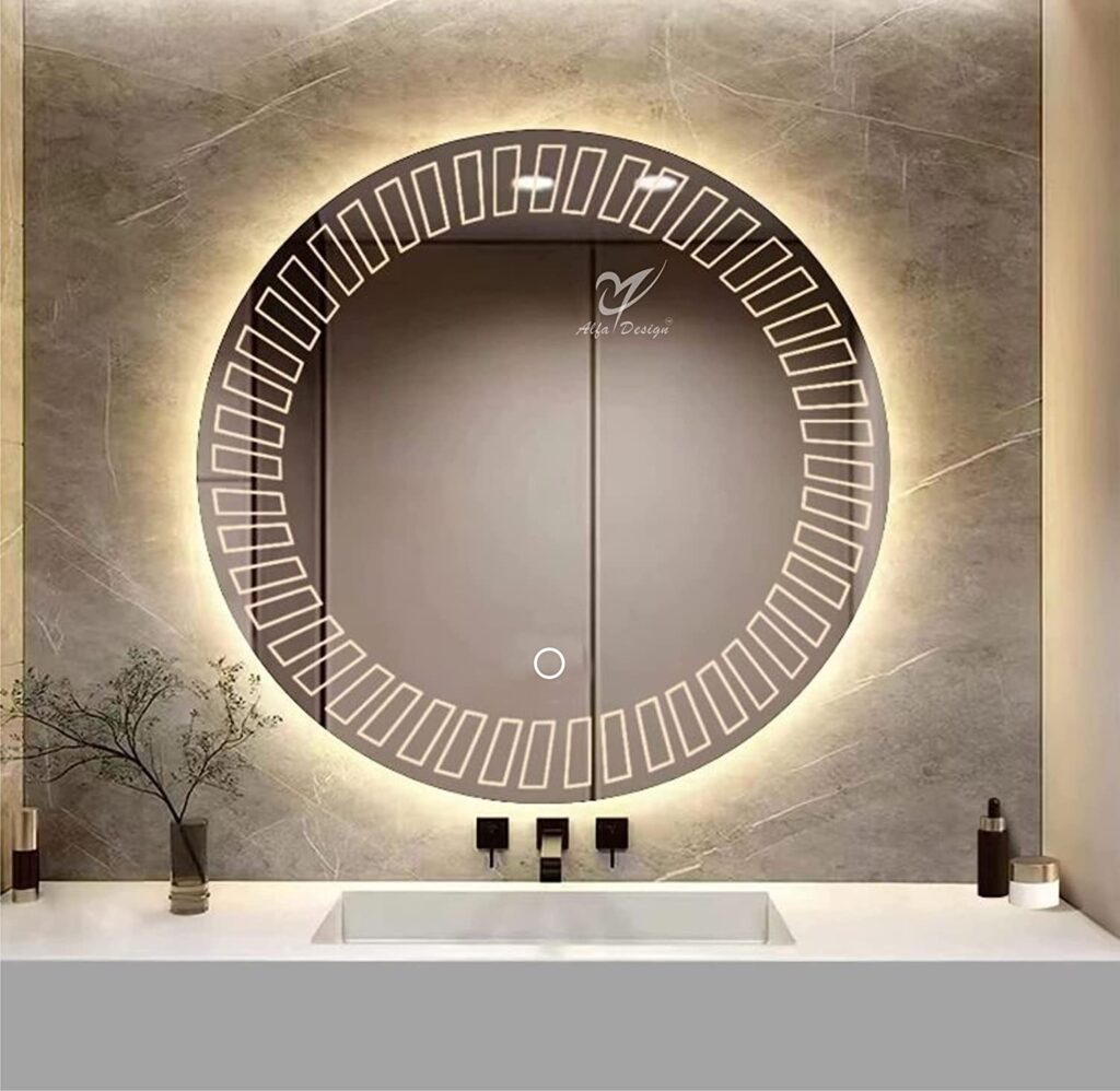 LED Round Geometry Wall Mirror Frontlite